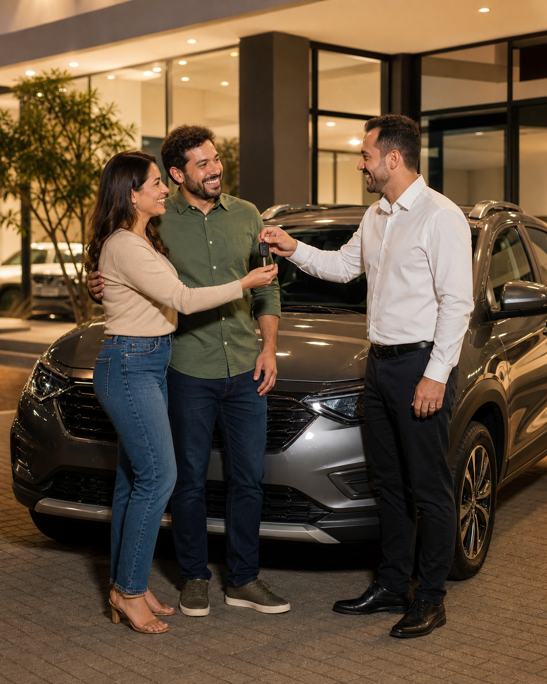 Cliente recebendo seu SUV seminovo na MR Auto Prime